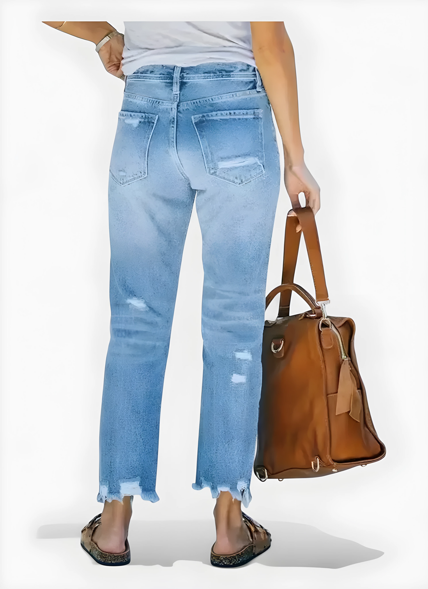 Saleni Cropped Ripped Jeans