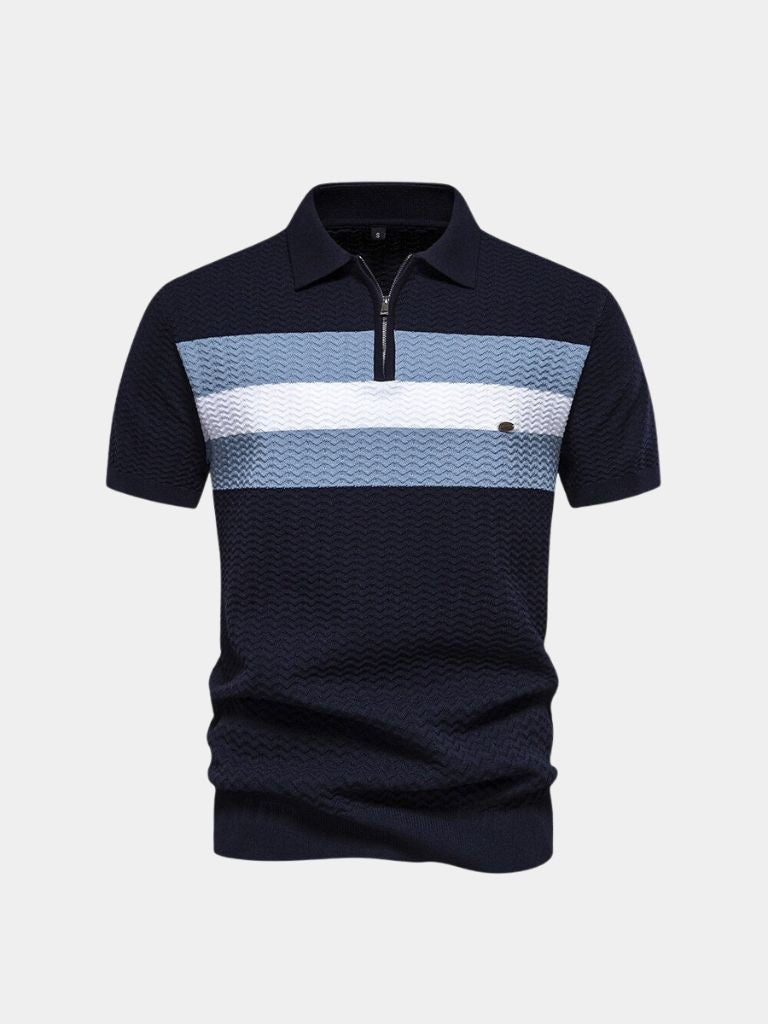 Classic Fit Quarter Zip Business Casual Short Sleeves Polo