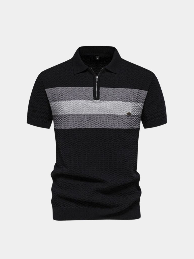 Classic Fit Quarter Zip Business Casual Short Sleeves Polo