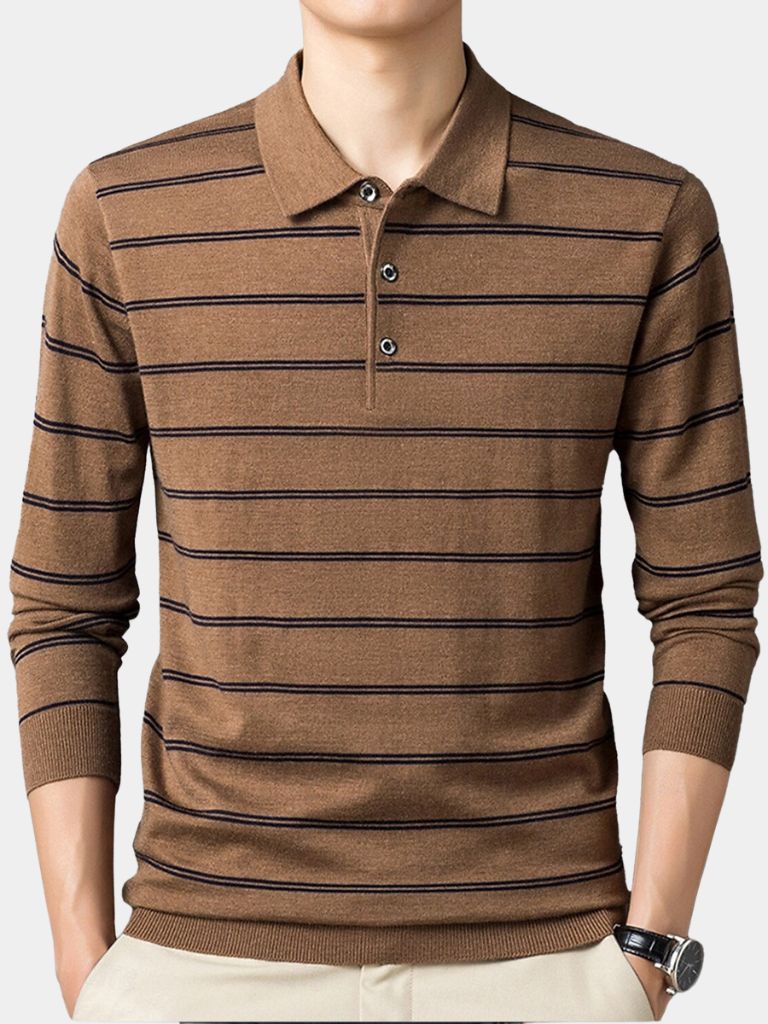 Navy Sunset Striped Polo