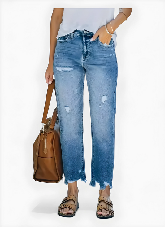 Saleni Cropped Ripped Jeans