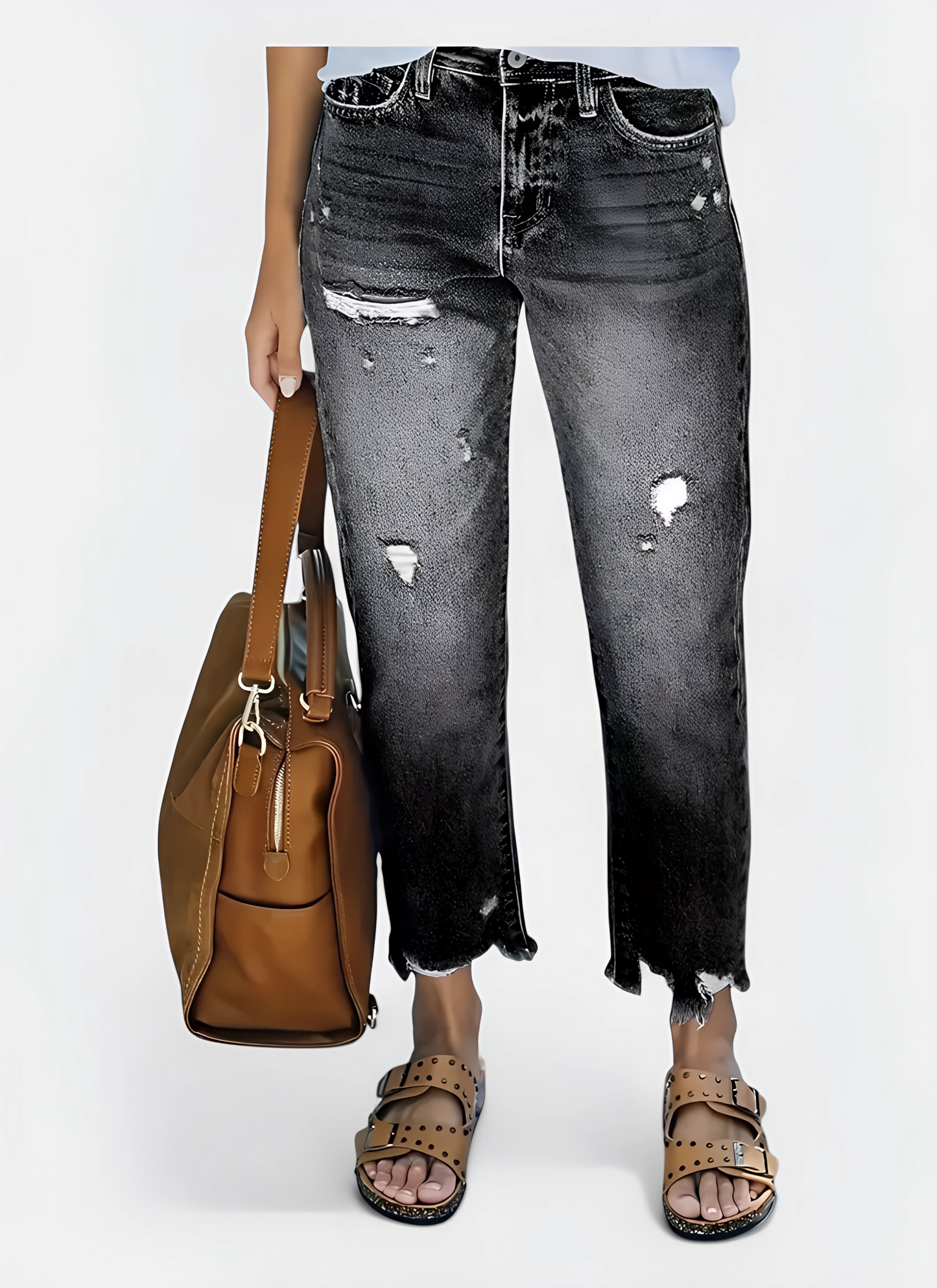Saleni Cropped Ripped Jeans