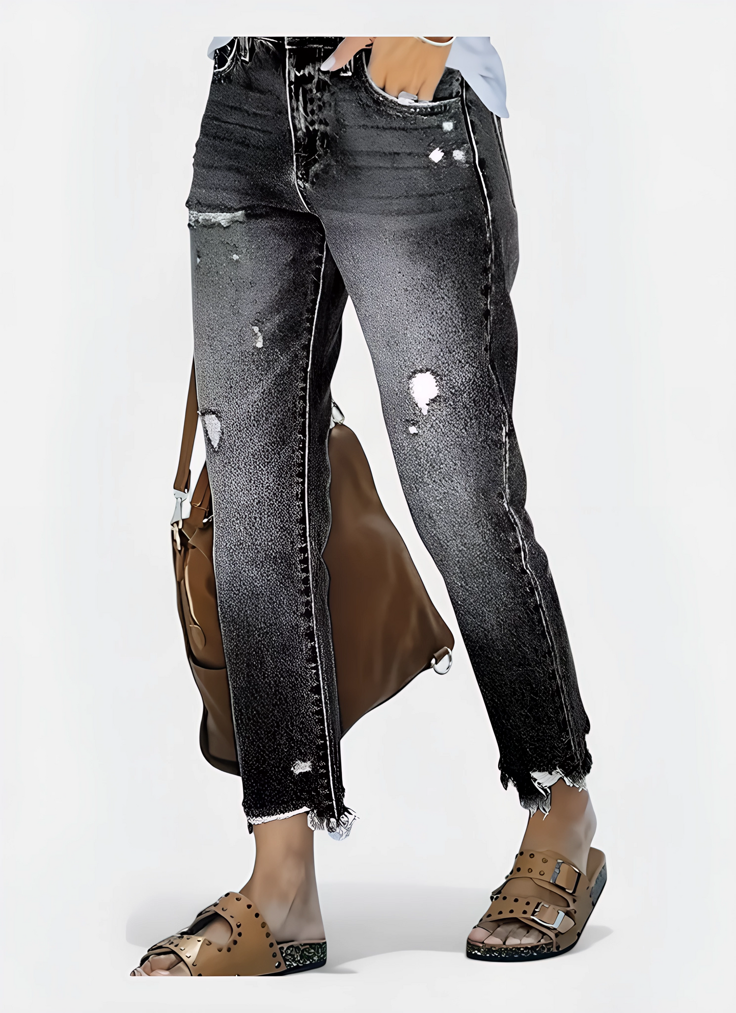 Saleni Cropped Ripped Jeans