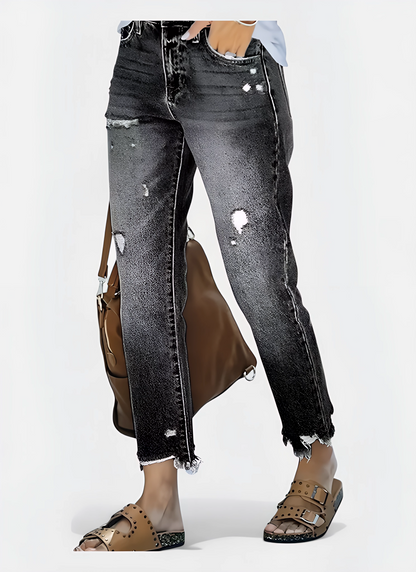 Saleni Cropped Ripped Jeans