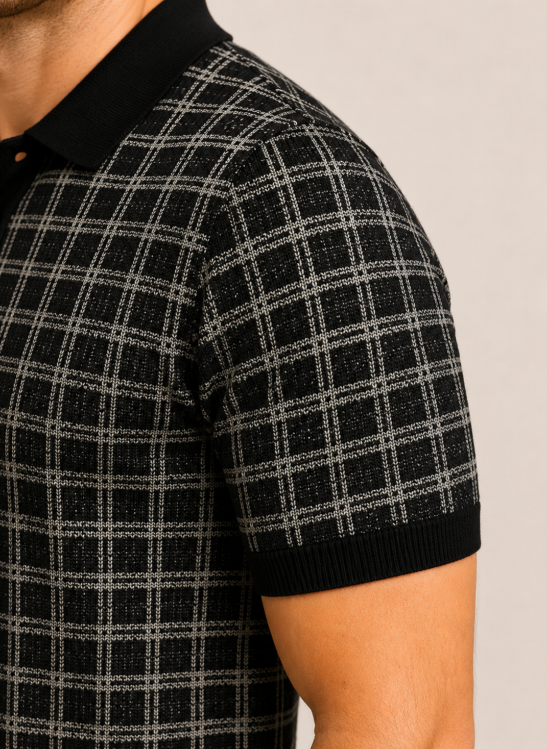 Classic Noir Knit Polo Shirt