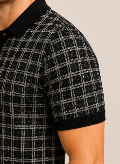 Classic Noir Knit Polo Shirt