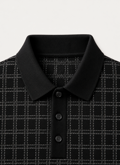 Classic Noir Knit Polo Shirt