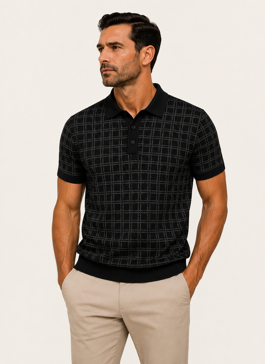 Classic Noir Knit Polo Shirt