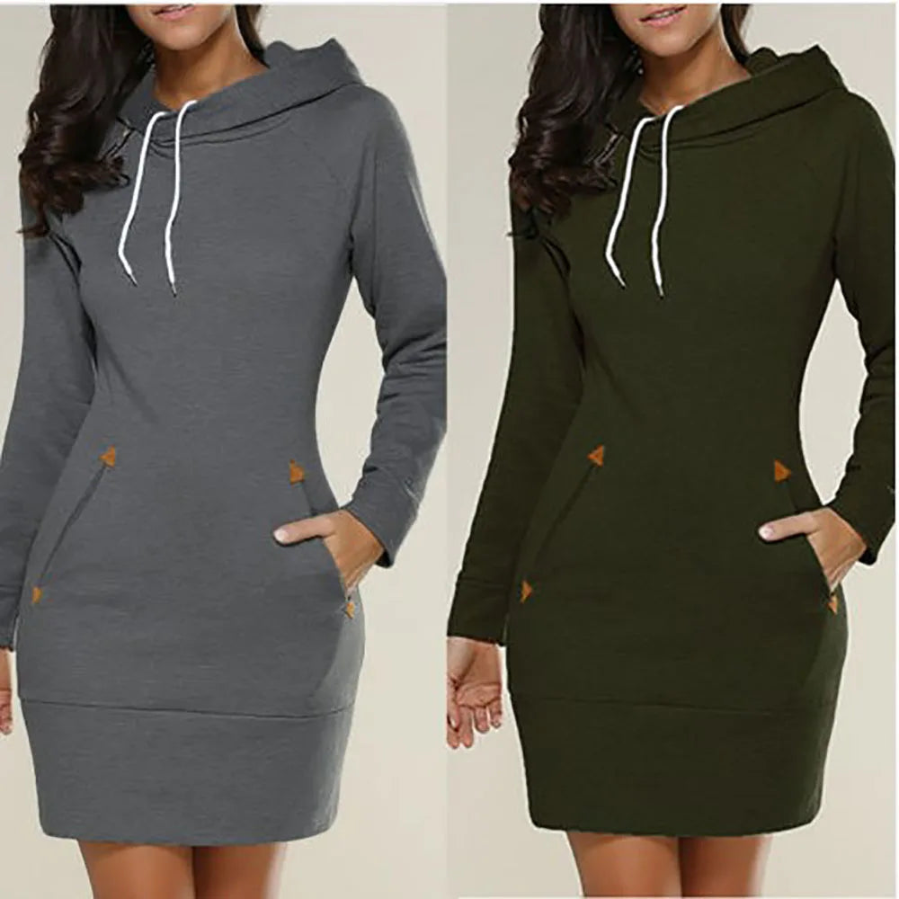 women's dresses hot selling hooded zipper pullover