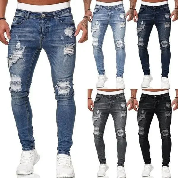 amazon hip hop slim fit ripped wide foot denim