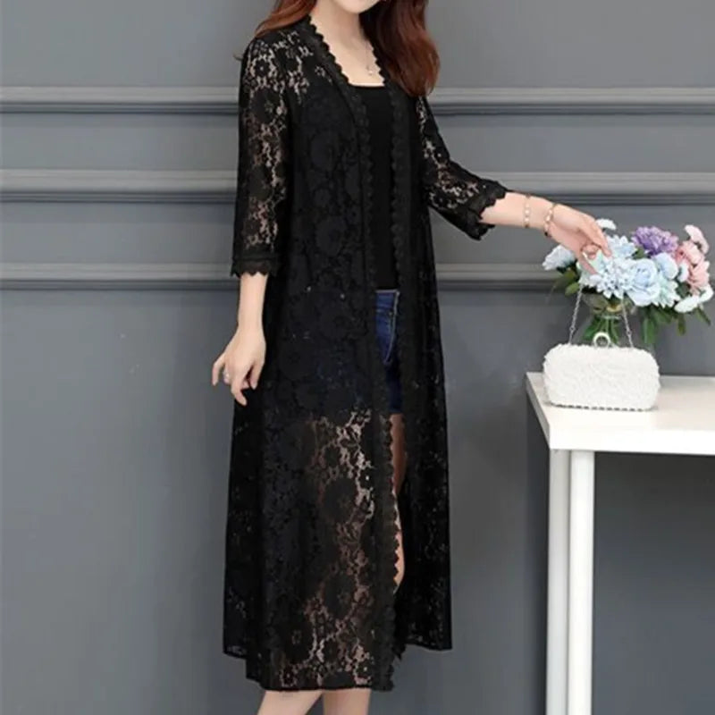 women lace cardigan mid-length summer