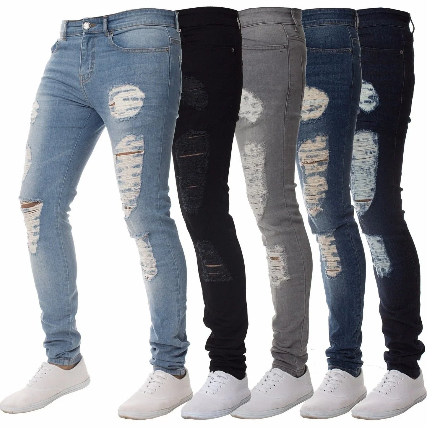 amazon hip hop slim fit ripped wide foot denim