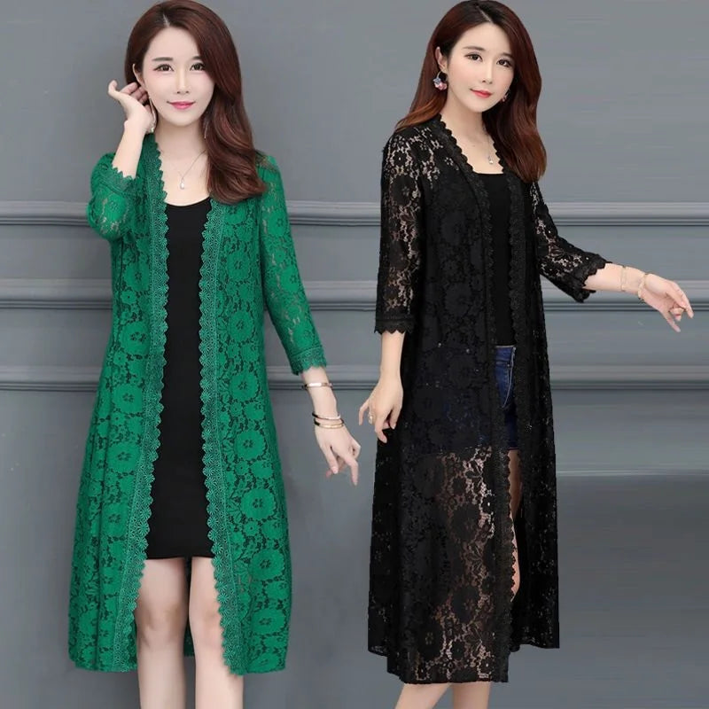 women lace cardigan mid-length summer