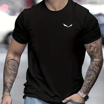 Men's Summer Loose Size 100% Cotton Bird Print Slim Fit Casual Round Neck Short Sleeve T-shirt Top