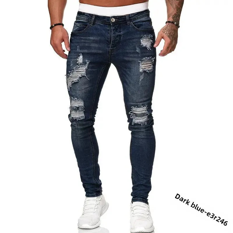 amazon hip hop slim fit ripped wide foot denim