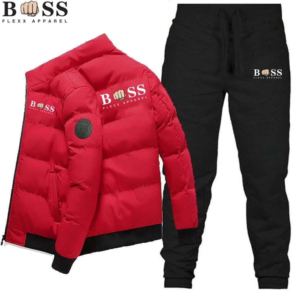 fashion warm windproof polyester zipper jacket and pants