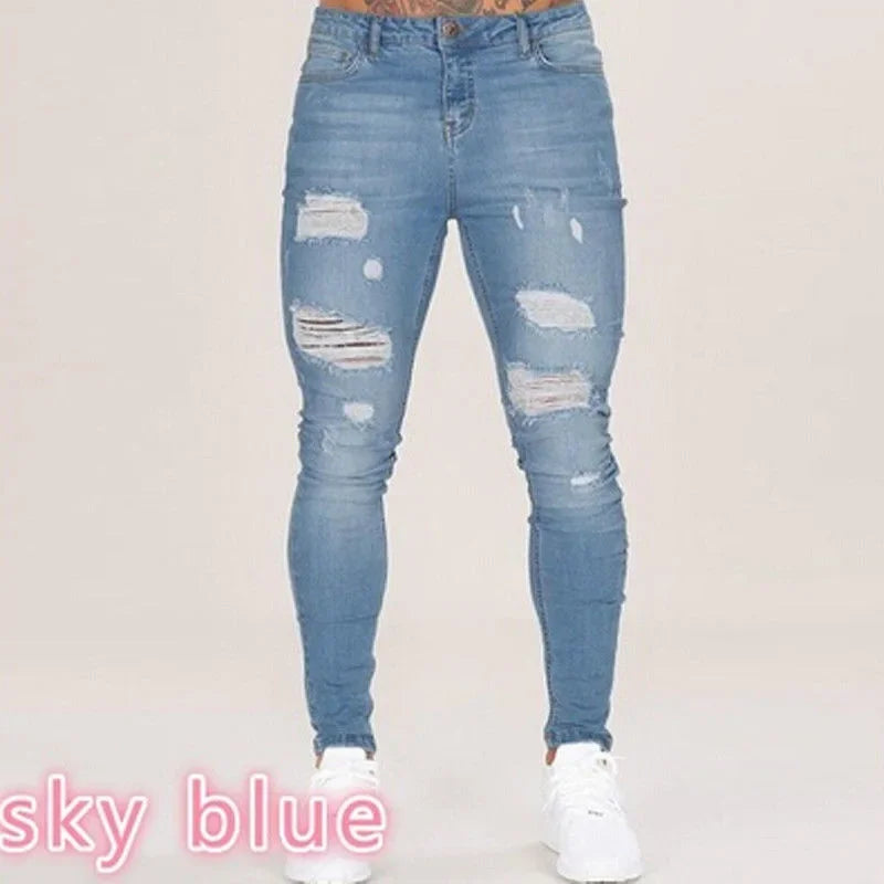 amazon hip hop slim fit ripped wide foot denim