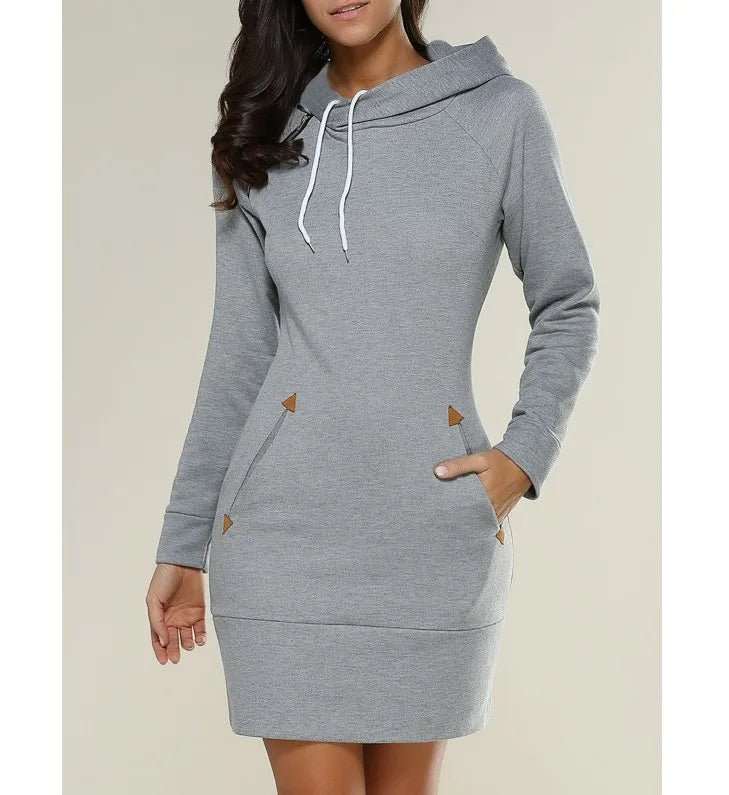 women's dresses hot selling hooded zipper pullover