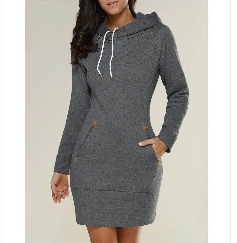 women's dresses hot selling hooded zipper pullover