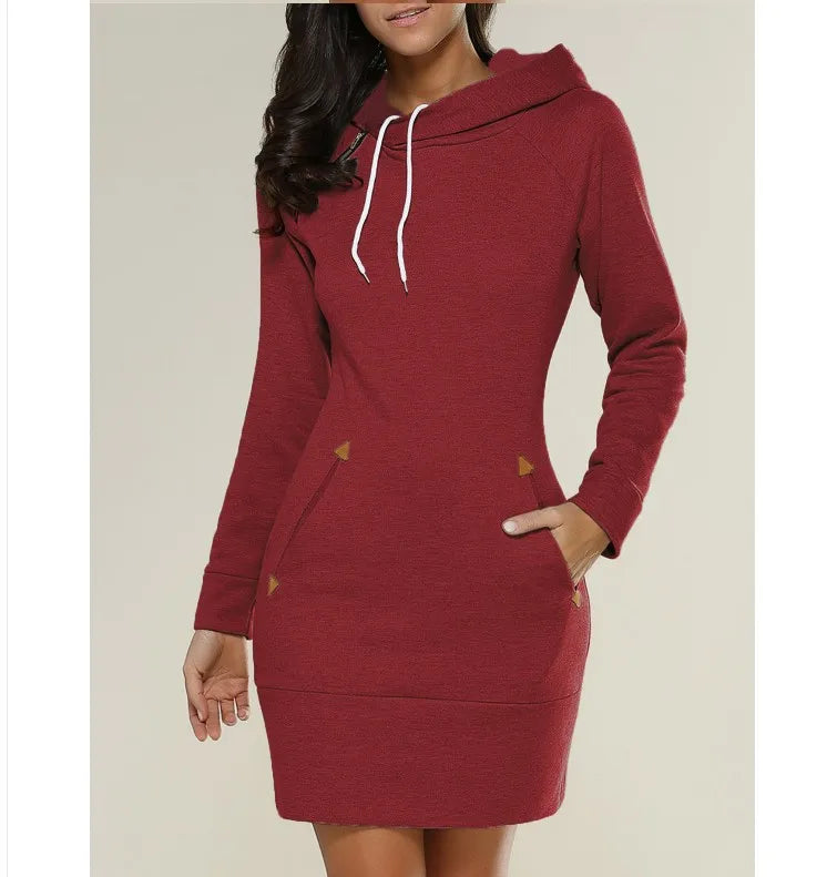 women's dresses hot selling hooded zipper pullover