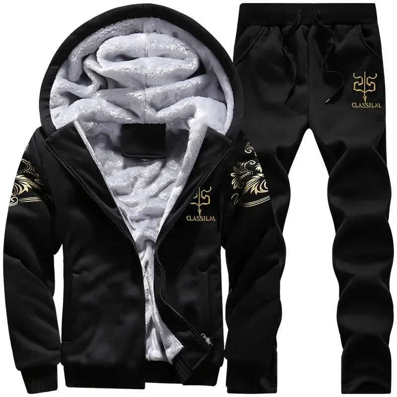 winter thick sports suit tracksuit hooded