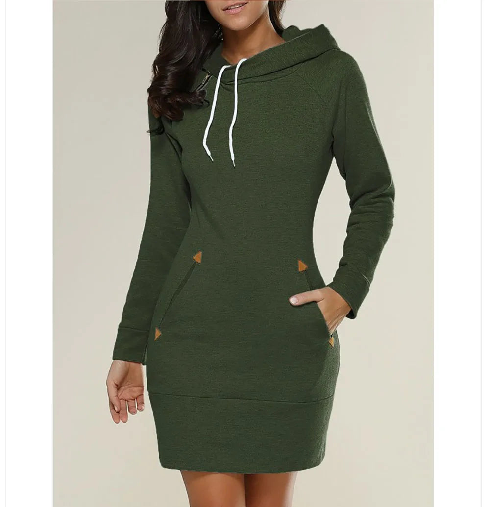 women's dresses hot selling hooded zipper pullover