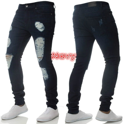 Amazon Hip Hop Slim Fit Ripped Wide Foot Denim