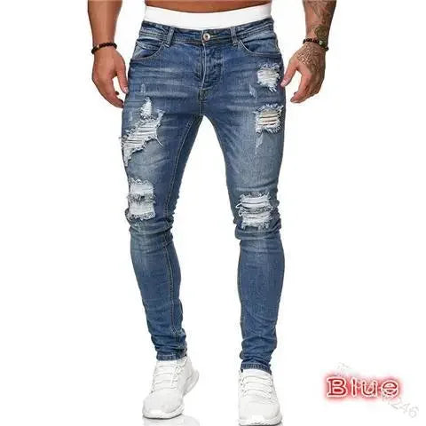 amazon hip hop slim fit ripped wide foot denim