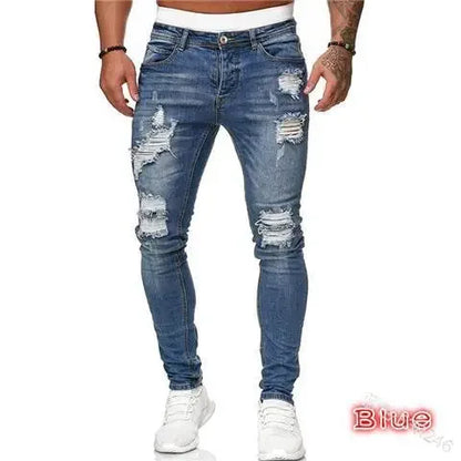 Amazon Hip Hop Slim Fit Ripped Wide Foot Denim