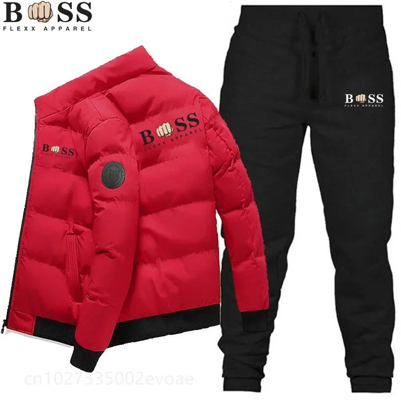 fashion warm windproof polyester zipper jacket and pants