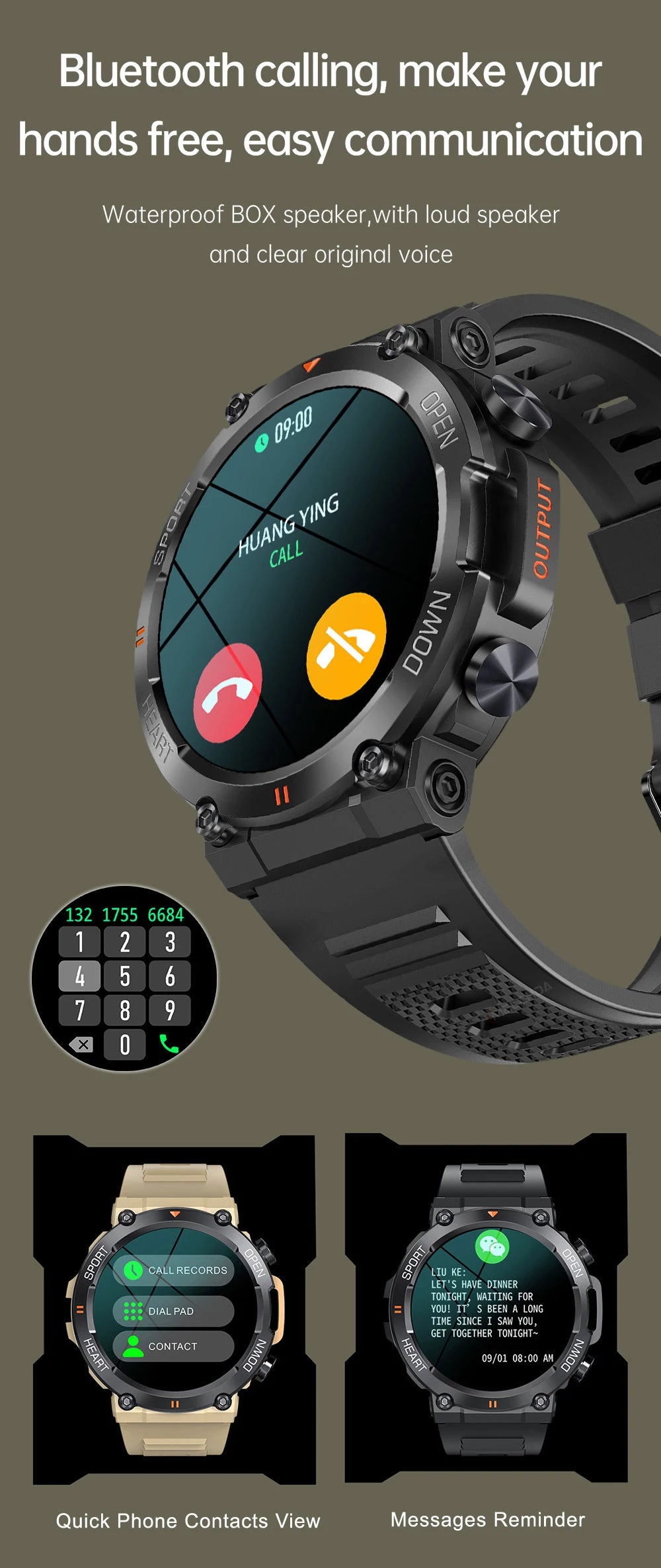 smart watch mevaden 1.39 inch hd bluetooth call