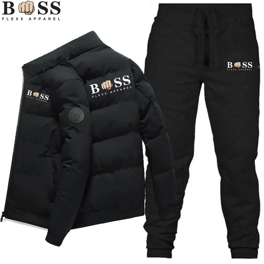 fashion warm windproof polyester zipper jacket and pants