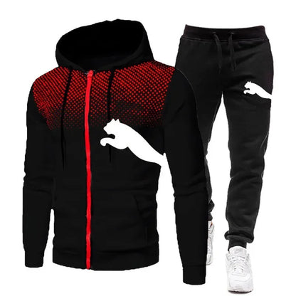 Fall/Winter Zipper hooded jacket/pantsuit street sportswear set