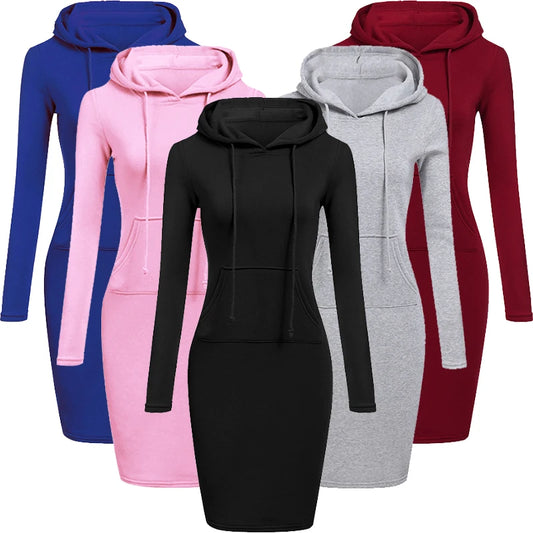 Ladies Dress Autumn  Hooded Dresses Hoodies