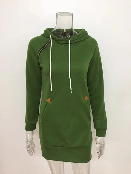 Women's Dresses hot selling hooded zipper pullover