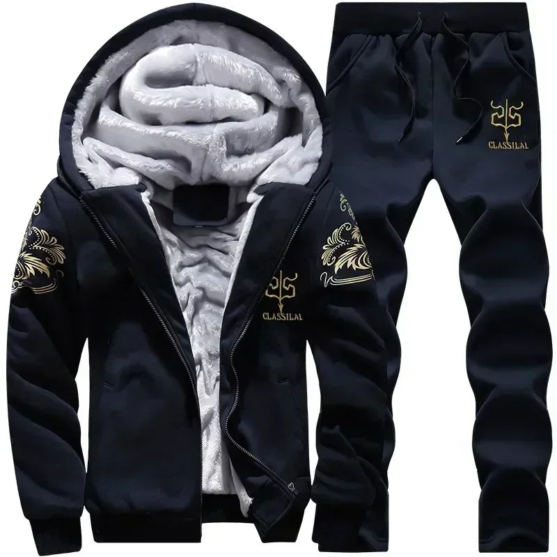 winter thick sports suit tracksuit hooded