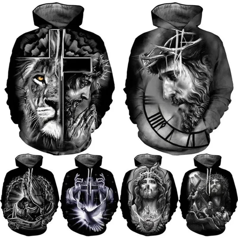 cross jesus christian hoodie print