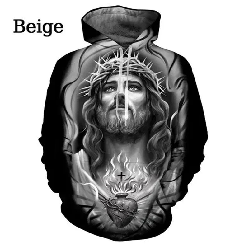 cross jesus christian hoodie print