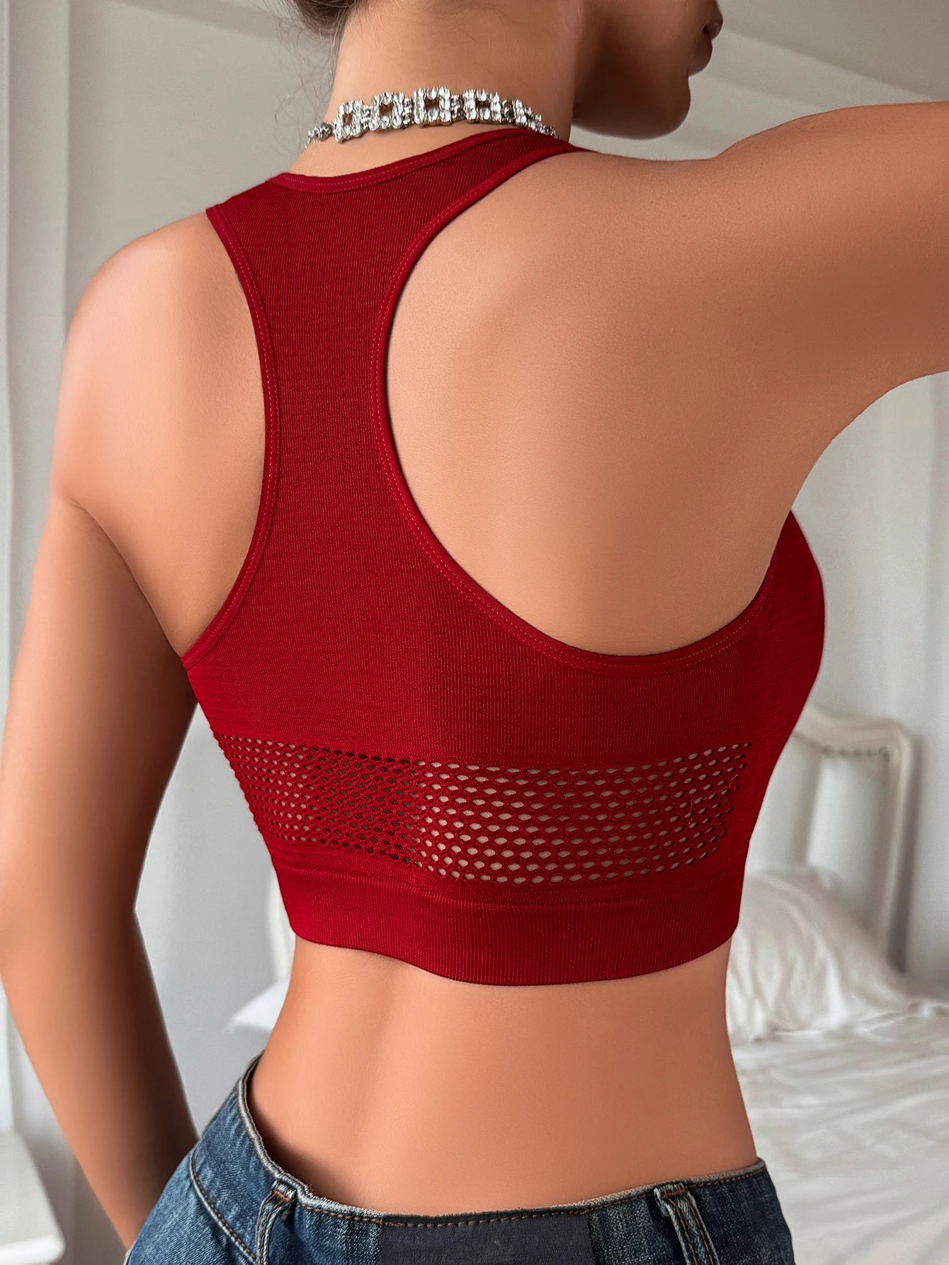 fitness women sexy tank tops yoga/gym/casual fishnet