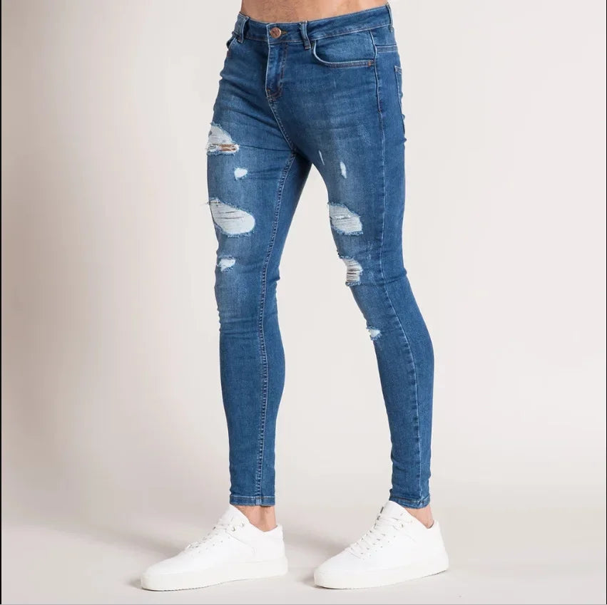 amazon hip hop slim fit ripped wide foot denim