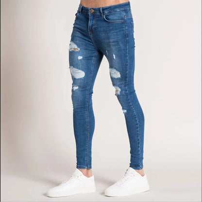 Amazon Hip Hop Slim Fit Ripped Wide Foot Denim