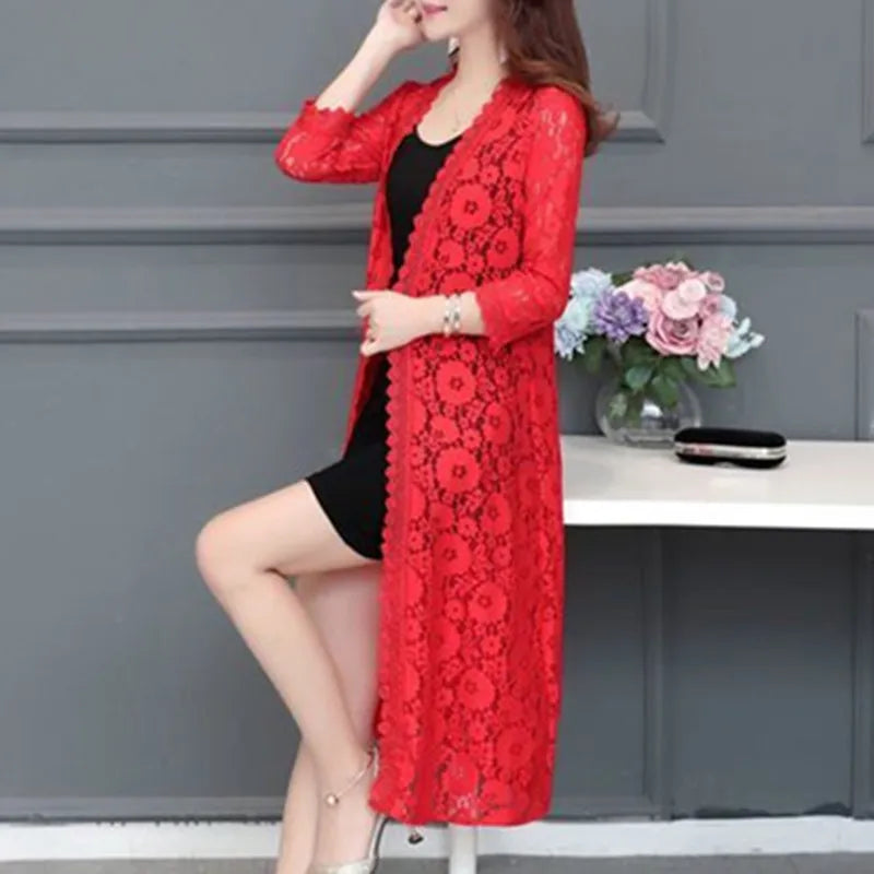 women lace cardigan mid-length summer