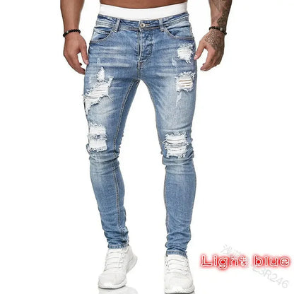 Amazon Hip Hop Slim Fit Ripped Wide Foot Denim