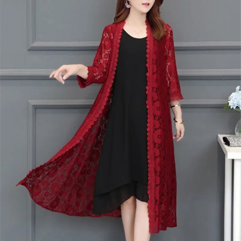 women lace cardigan mid-length summer