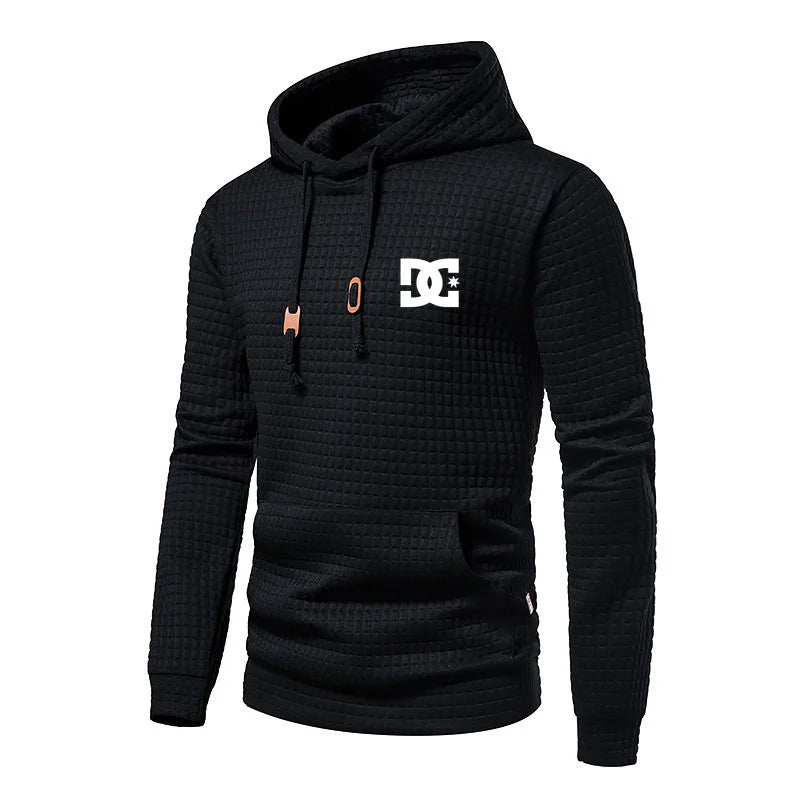 dc letter printed casual large pocket hoodie pullover