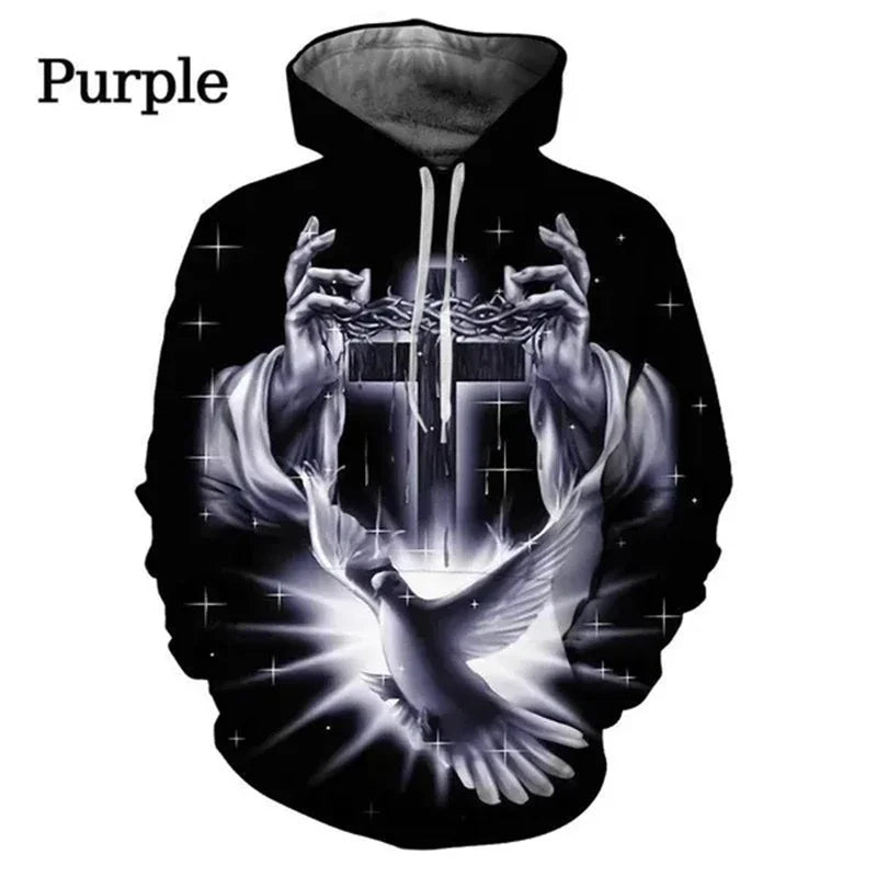 cross jesus christian hoodie print