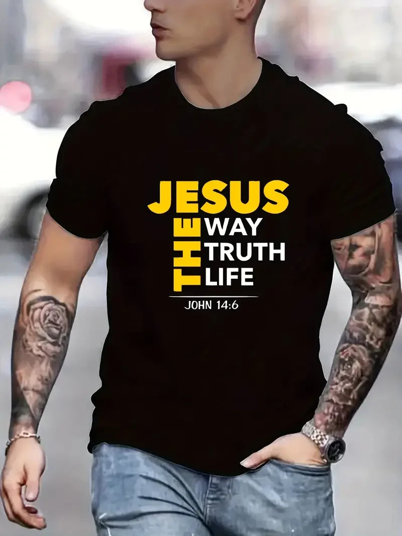 jesus print t shirt, tees for men, casual short sleeve t-shirt for summer casual for all-season comfort & easy care