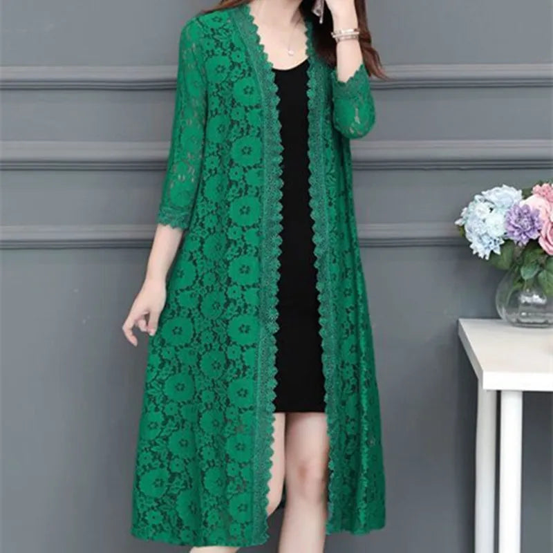 women lace cardigan mid-length summer