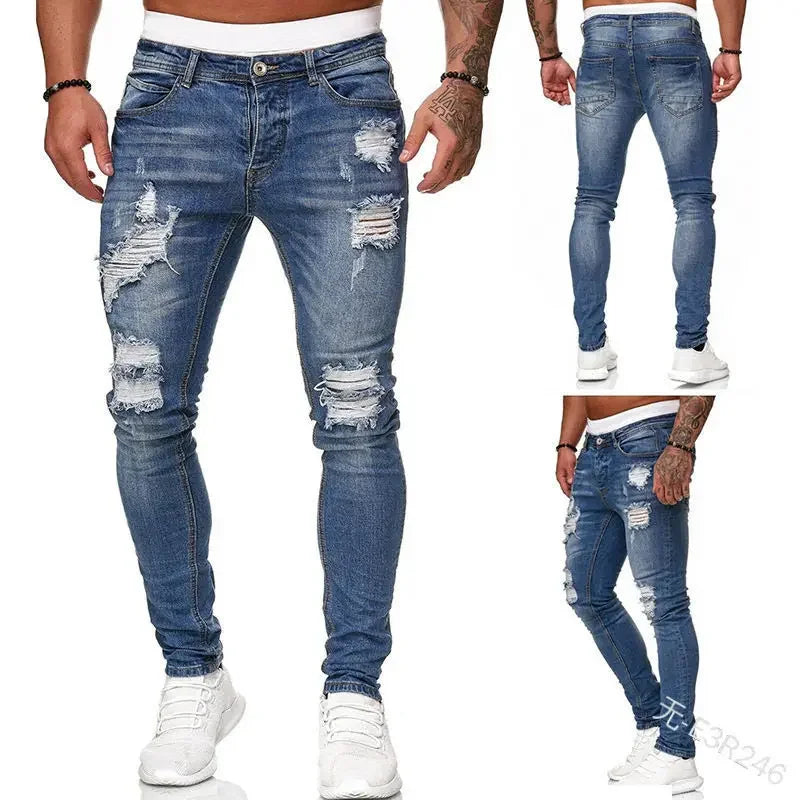 amazon hip hop slim fit ripped wide foot denim