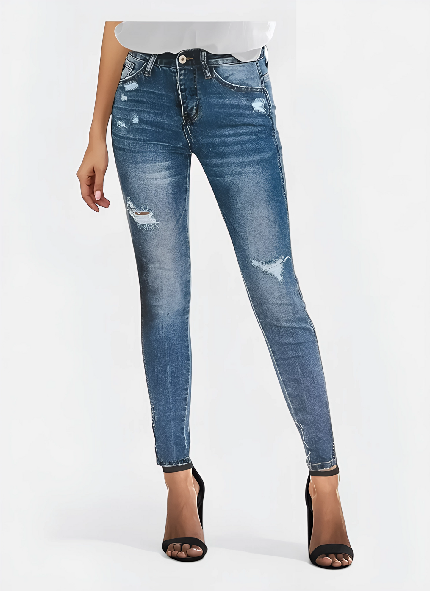 Saleni Skinny Ripped Denim Jeans